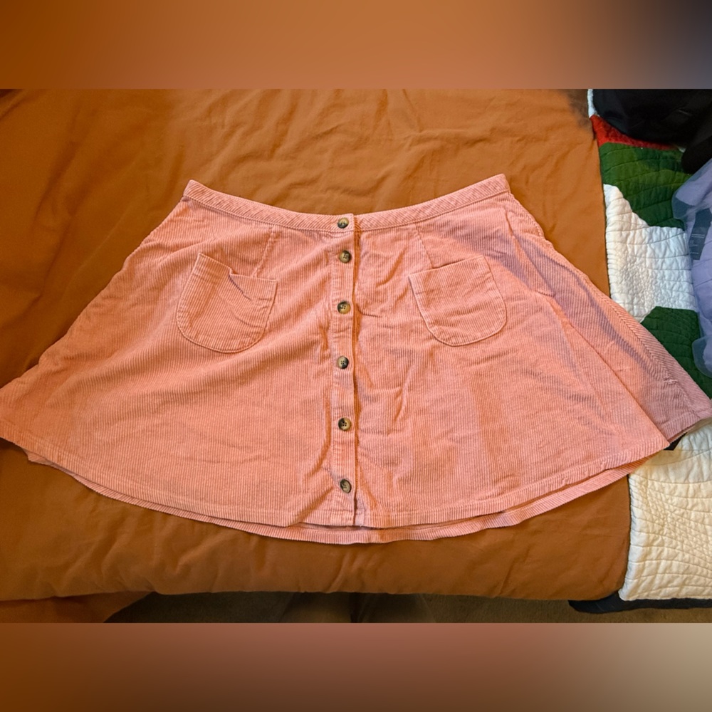 ASOS Pink corduroy mini with Relaxed Fit and Mid-Thigh Length plus size 22